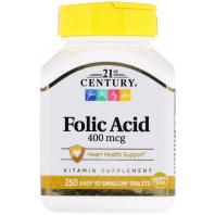 21st Century Folic Acid, 400mcg, 250 Tablets 